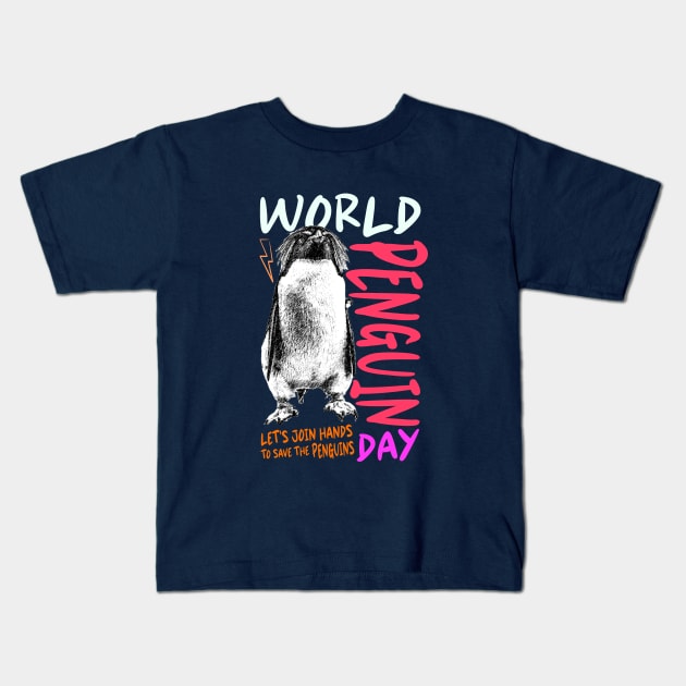 World Penguin Day 2024 happy day Kids T-Shirt by ANNATEES